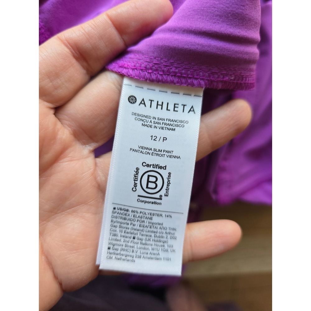 Athleta Vienna Slim Pants Women 12P Purple Stretch Travel athleisure lightweight - Picture 8 of 12